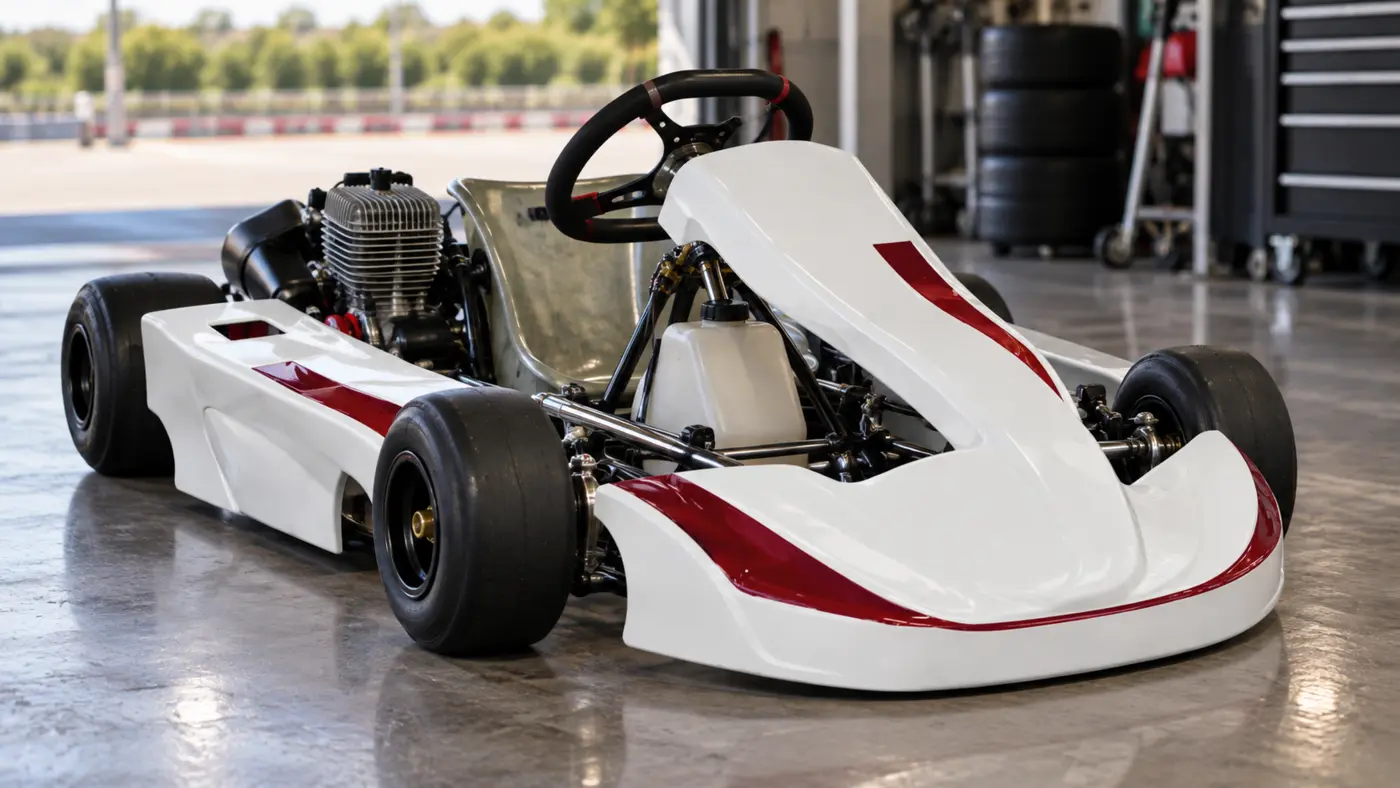 Kart com carenagem em oficina